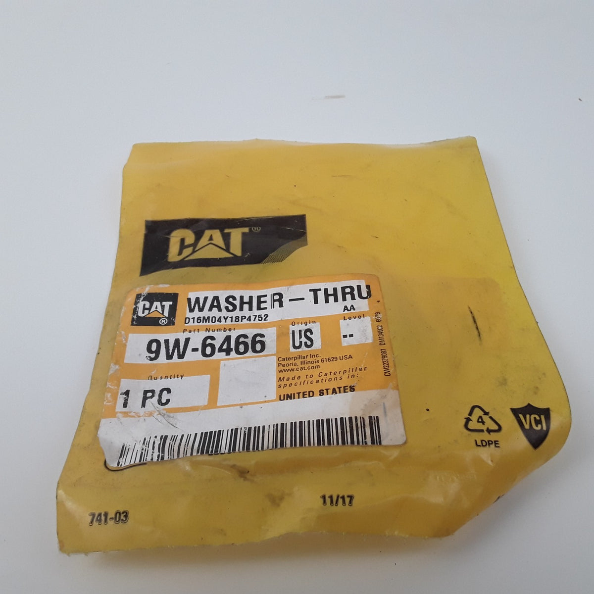 Caterpillar 9W-6466 Transmission Clutch Thrust Washer Inner 2.006in Outer 2.73in