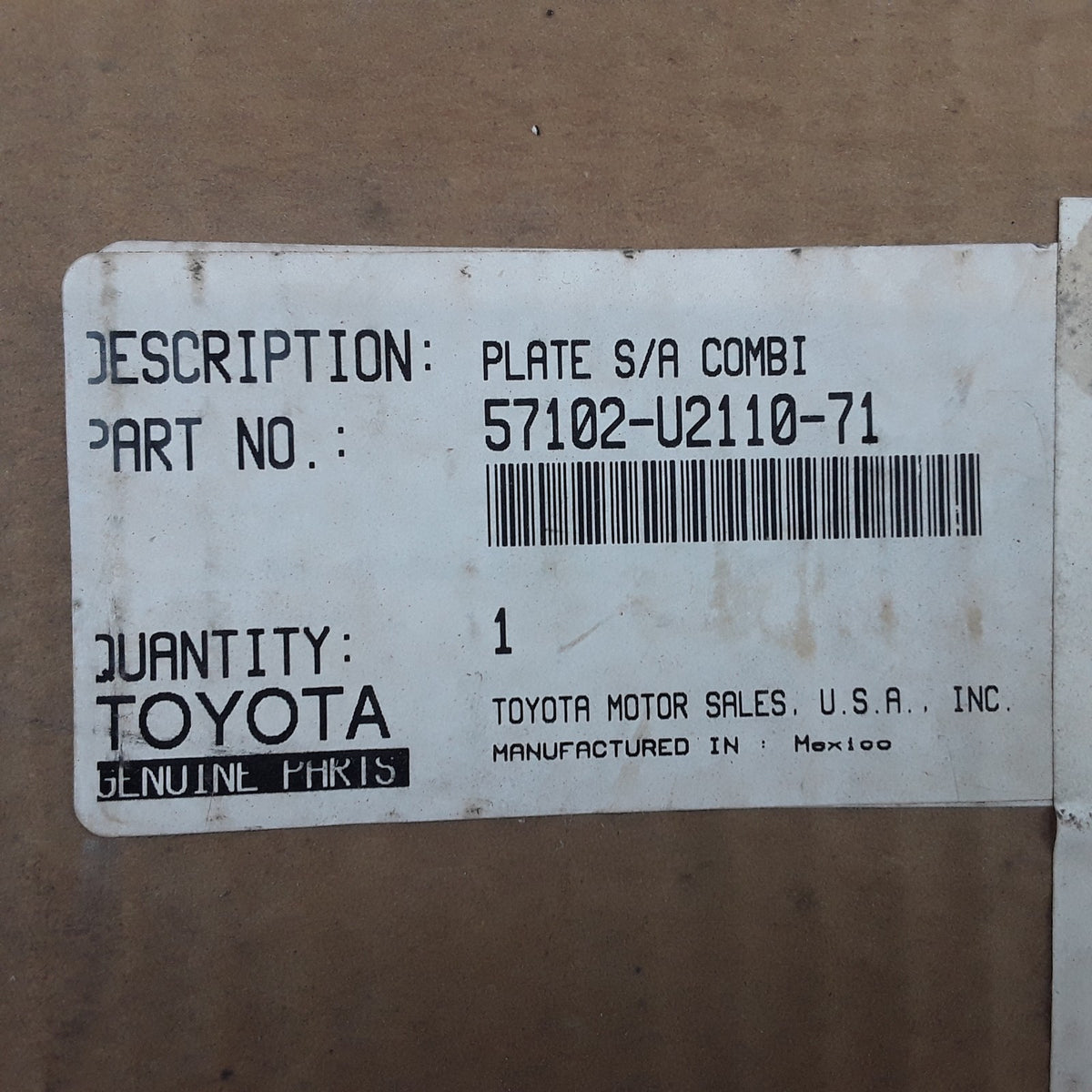 Plate Sub-Assembly Combi For Toyota Forklifts 62-6FDU20, 62-6FDU25, 62-6FDU30