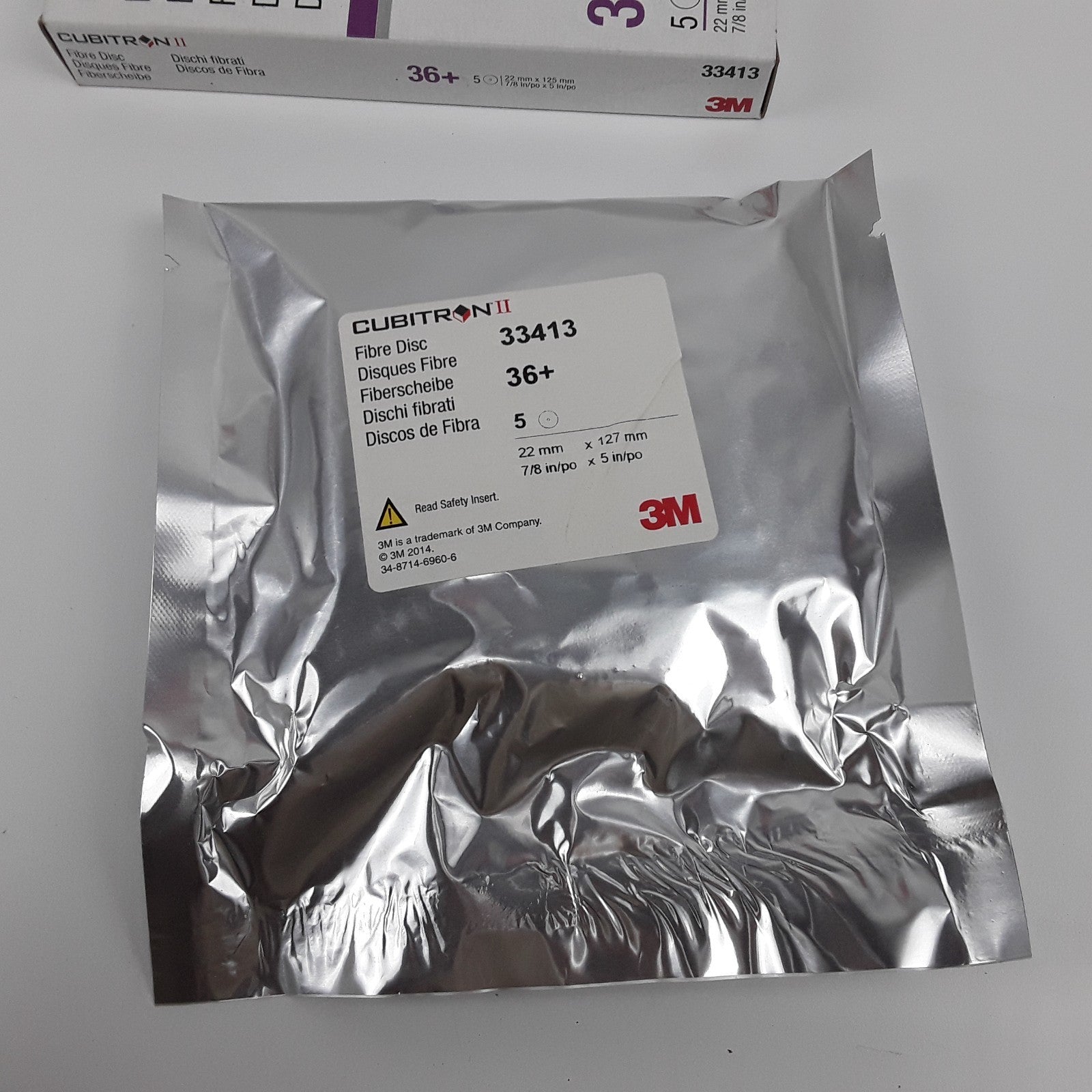 3M 33413 Cubitron II Abrasive Fibre Disc 22mm X 125 mm 7/8 in/po X 5 in/po (5pk)