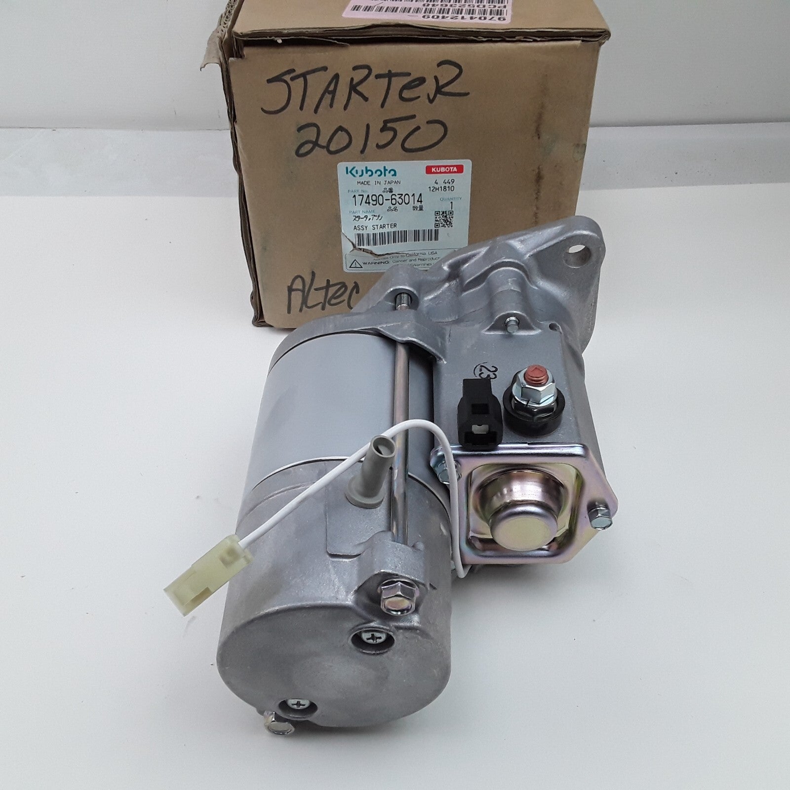 OEM Kubota 17490-63014 12V Starter Motor Compatible with Kubota V2203 Engine