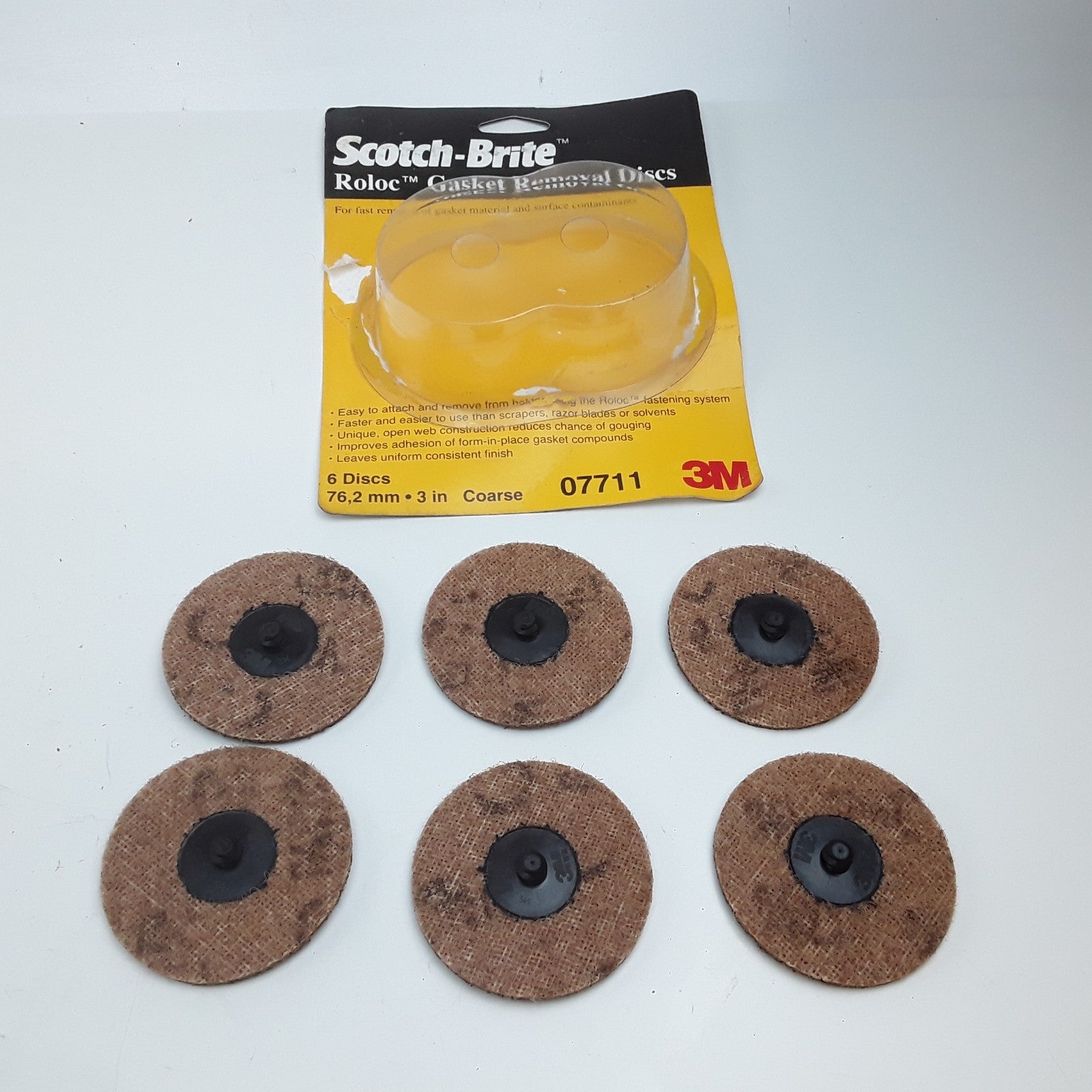 3M Scotch Brite 07711 Roloc Gasket Removal Disc 3in 6 Discs Heavy Duty