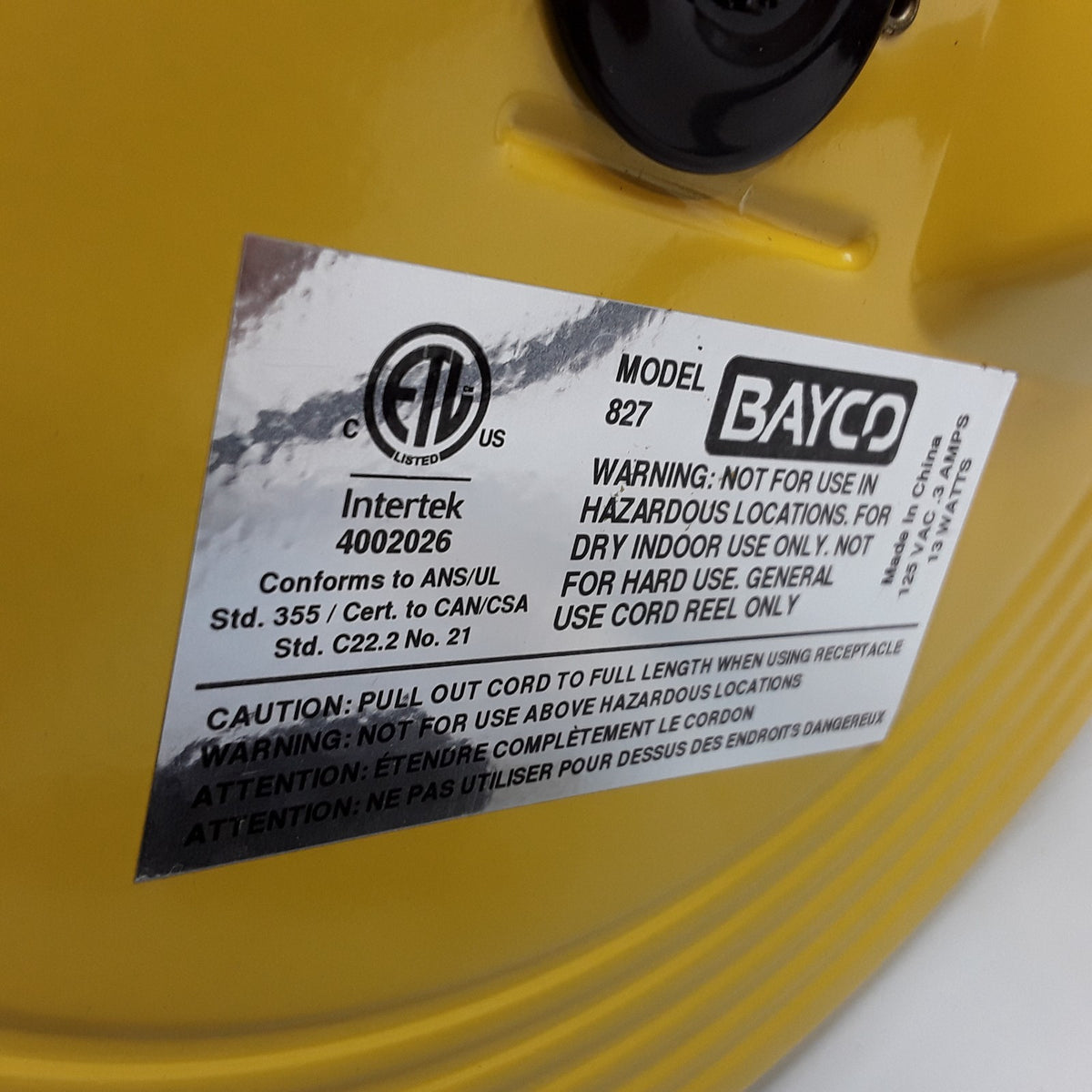 13 Watt Flourescent Work Light W/ Spotlight, 50' Metal Reel Bayco SL-827