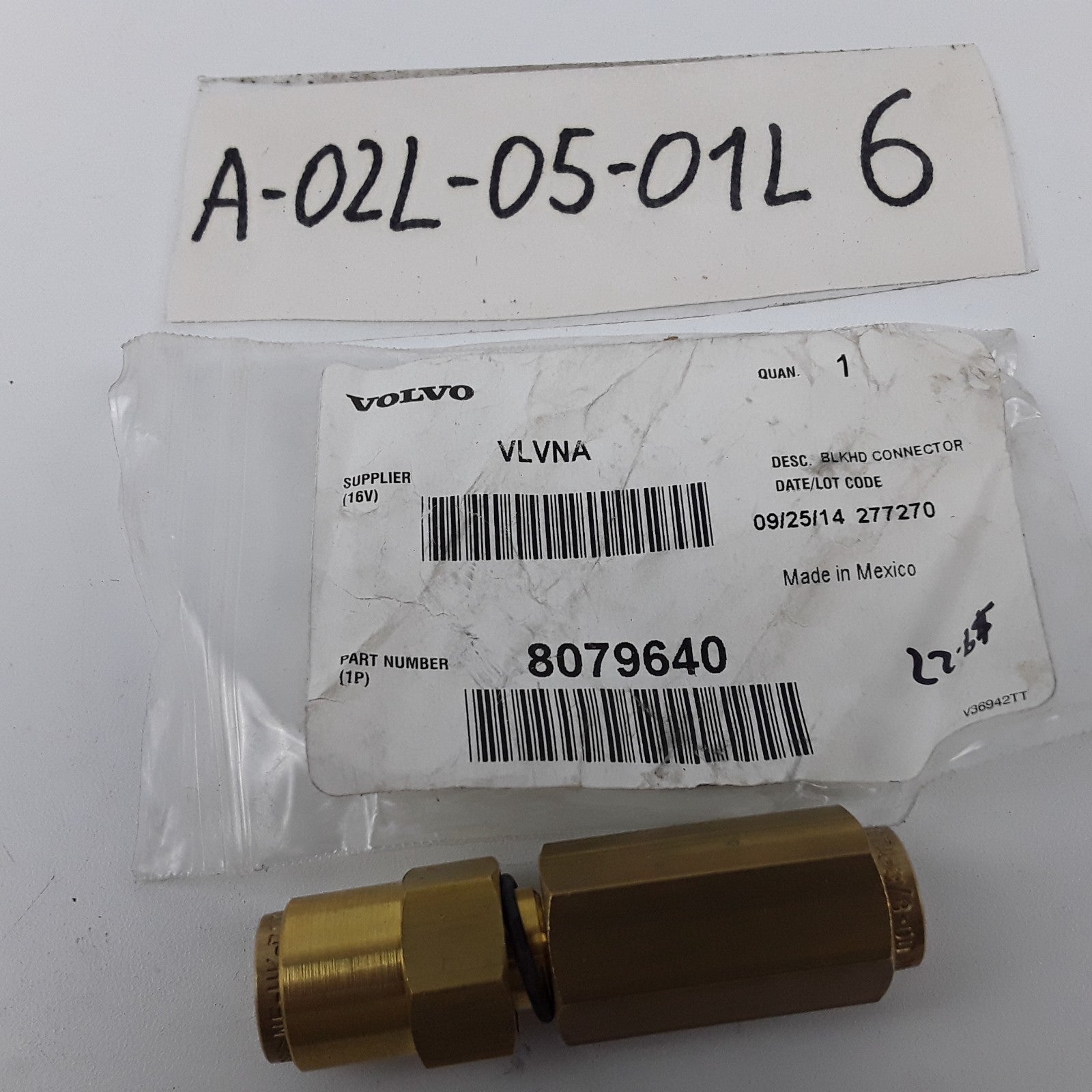 Brass PLC Bulkhead Fitting 8079640 For Volvo VNL 670 Gen 2 Models Series