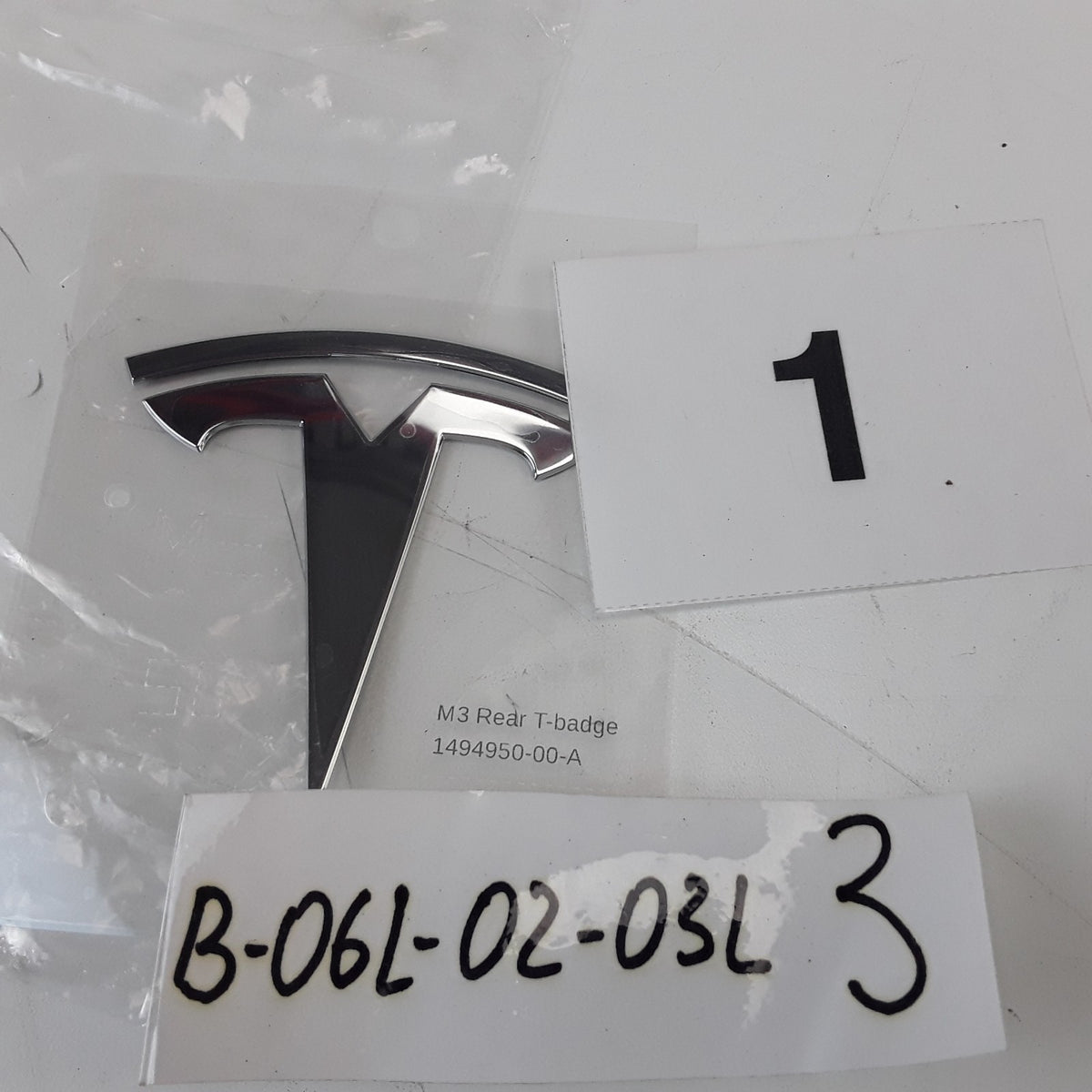 OEM Tesla Model 3 Rear Trunk T-Badge Logo Emblem 1494950-00-A 2017-2023 Chrome