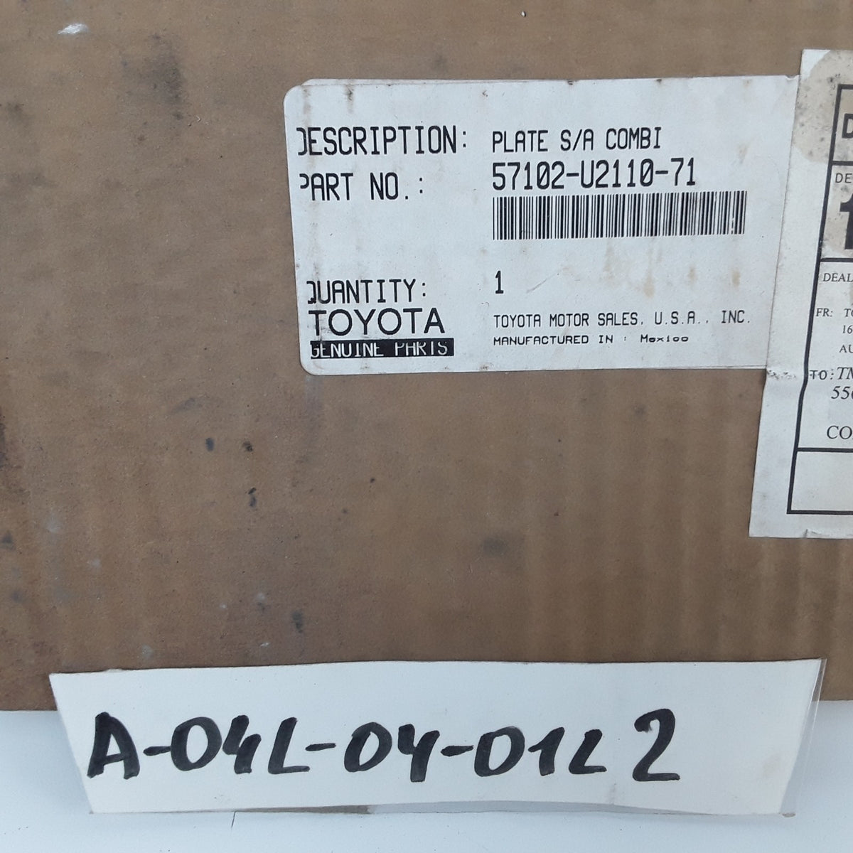 Plate Sub-Assembly Combi For Toyota Forklifts 62-6FDU20, 62-6FDU25, 62-6FDU30