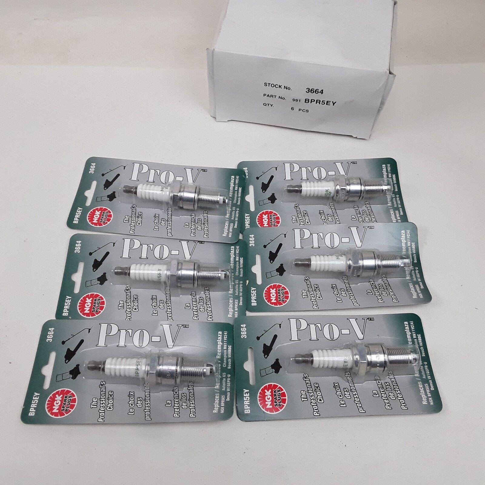 Set of 6 NGK 3664 BPR5EY PRO-V Spark Plug Replace # RN11YC4 WR8DC BPR5ES