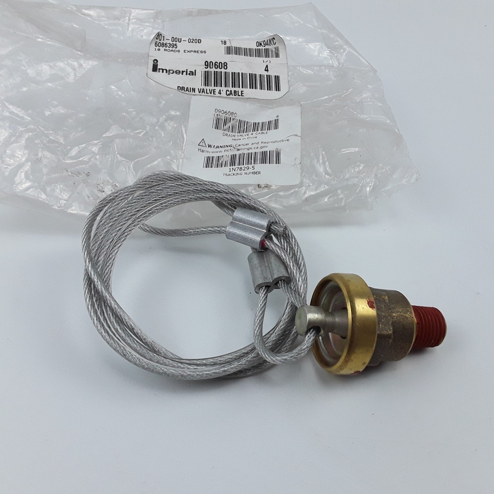 Air Tank Drain Valve 1/4 W/ 48-inch Cable For Commercial Truck Air Brake Systems