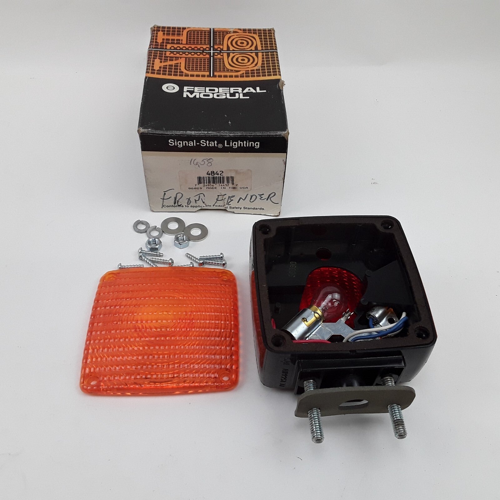 Signal-Stat 4842 Side Marker Truck Light Square 2 Stud Red/Yellow Dual Face