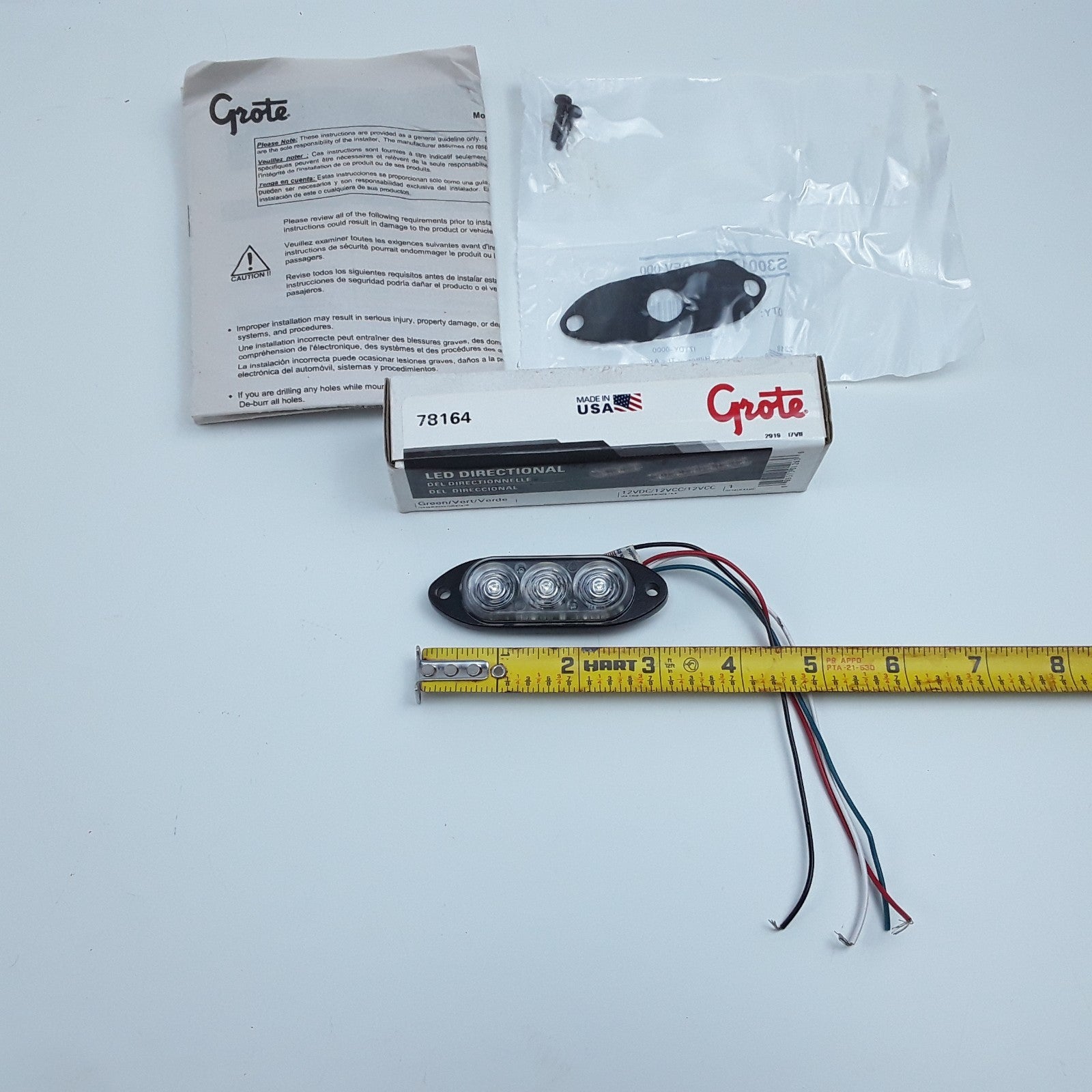 Grote 78164 LED Directional Warning Lights Surface Mount Assembly Green 3-Diode