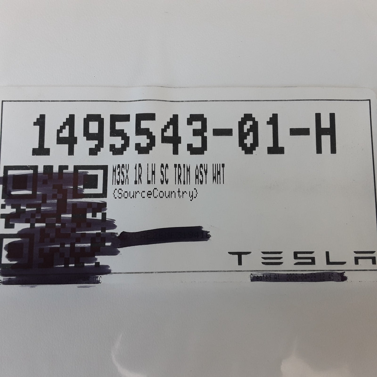 1495543-01-H Left White 1st Row Seat Cushion Soft Cover For Tesla Model S X OEM