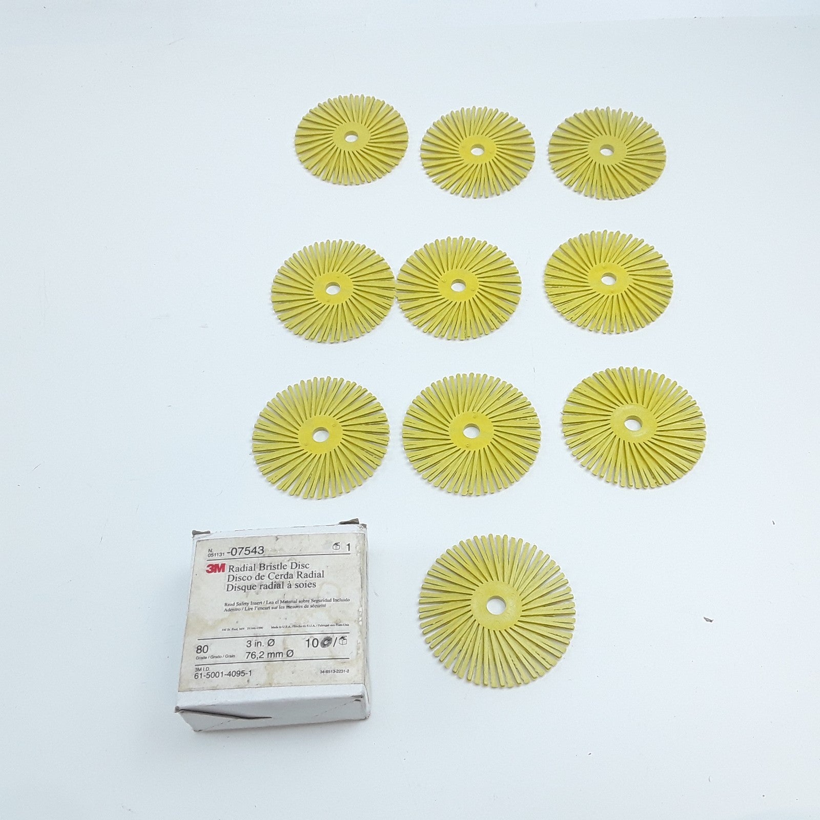 3M 07543 Scotch-Brite Radial Bristle Disc Assembly Size 3" - Box of 10
