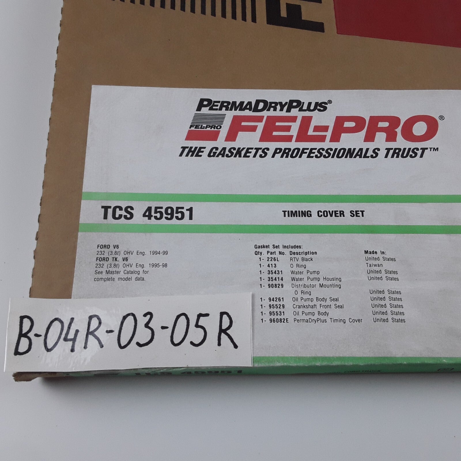 Engine Timing Cover Gasket Set Fits Ford Lincoln Mercury (1994 1995 1996-1999)