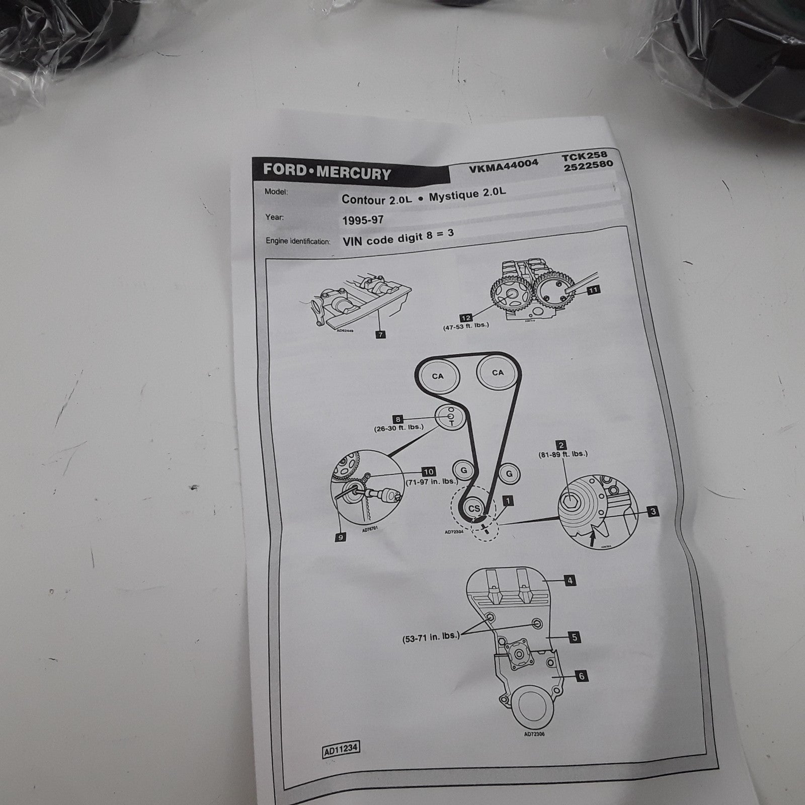 Engine Timing Belt Kit Fits Ford Mystique Contour Mercury Mystique (1995-1997)