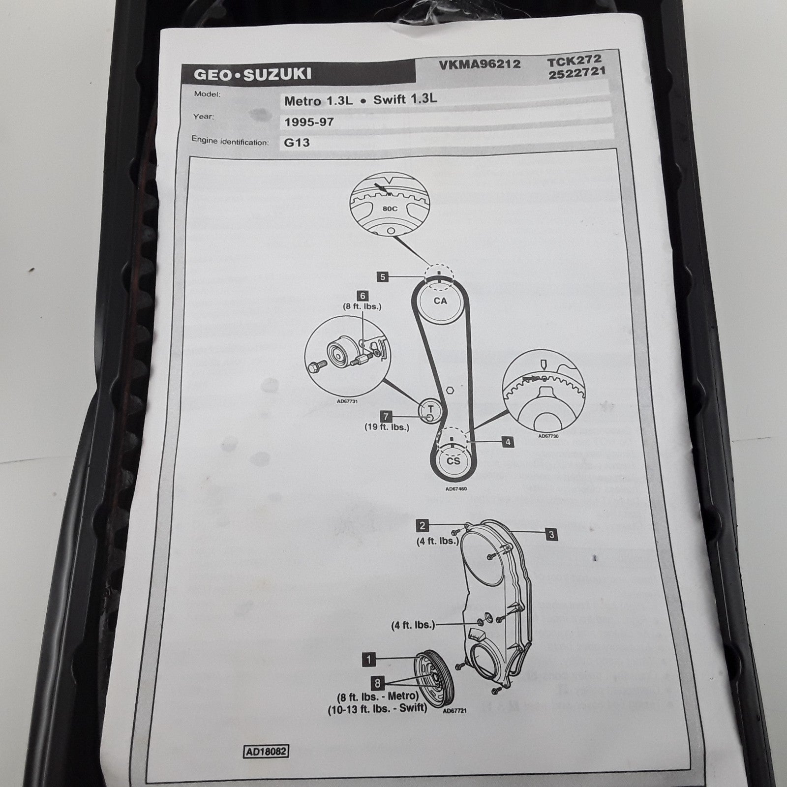 Engine Timing Belt Component Kit Fits Geo Metro Suzuki Swift 1995 1996 1997