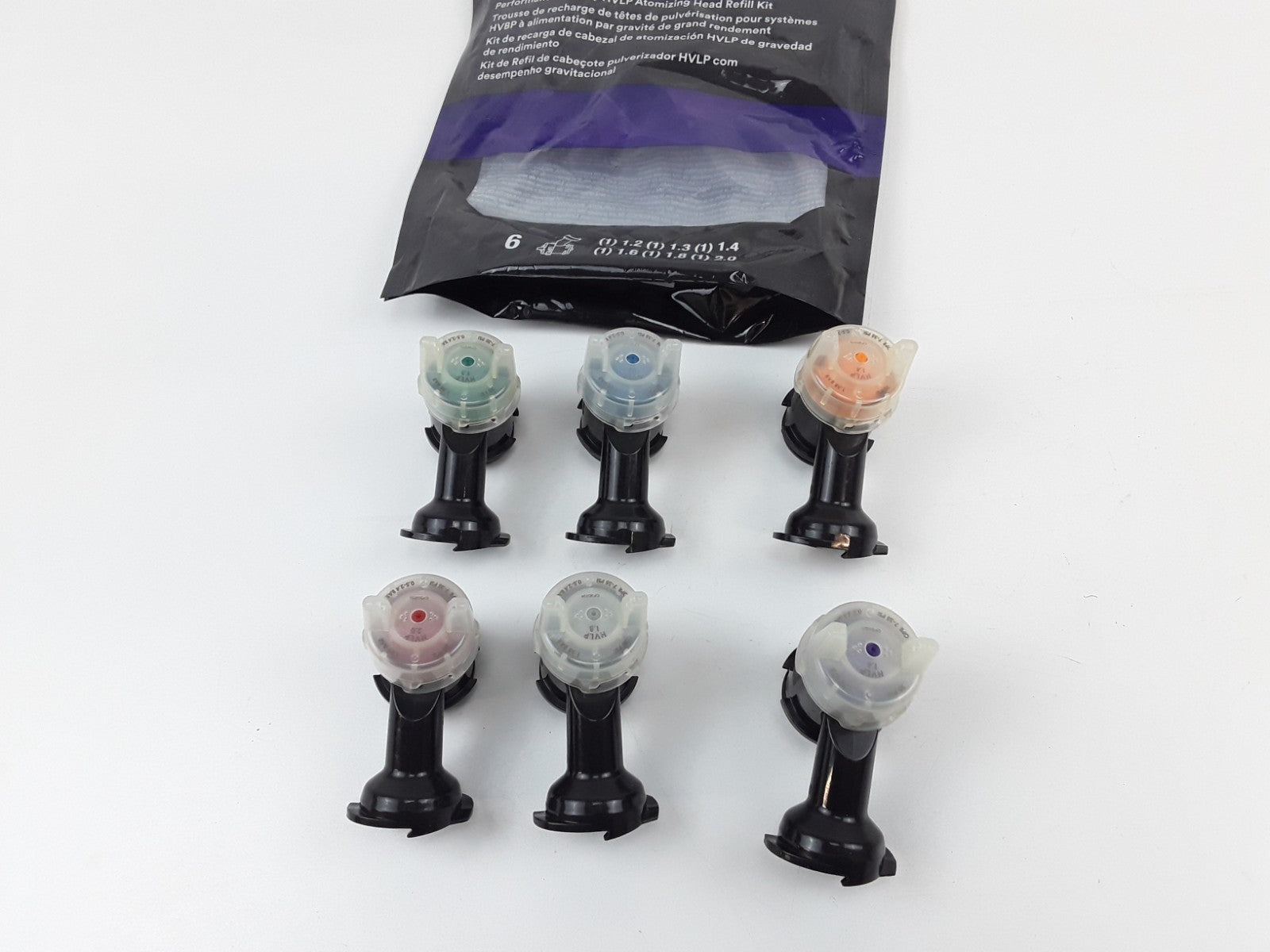 3M Performance Gravity HVLP Atomizing Head Variety Kit, 26730, Sizes 1.2 6-pack