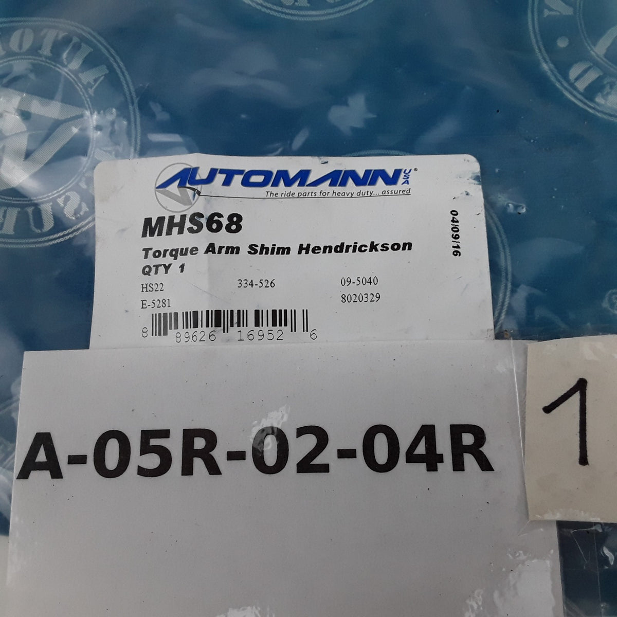 Automann MHS68 Torque Arm Shim Assembly 1/16 Thick For Hendrickson