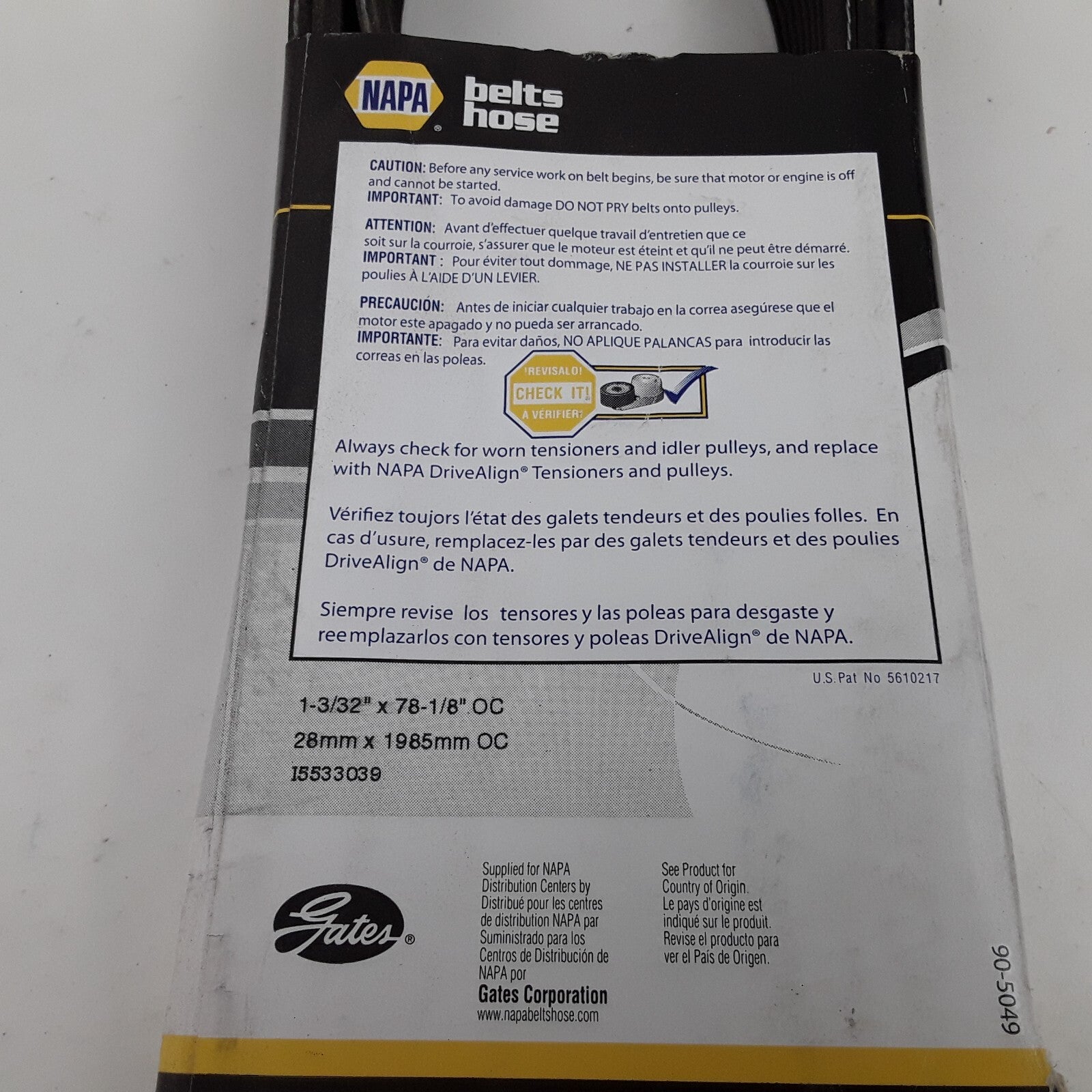 Micro-V Serpentine Drive Belt Fits Peterbilt 357 2000-02 Thomas Saf-T-Liner 2005