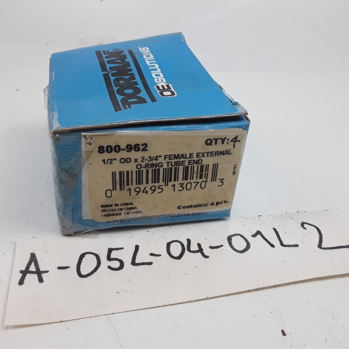 Dorman 800-962 Female External O-Ring Tube End 1/2 in OD x 2-3/4 in Set of 4