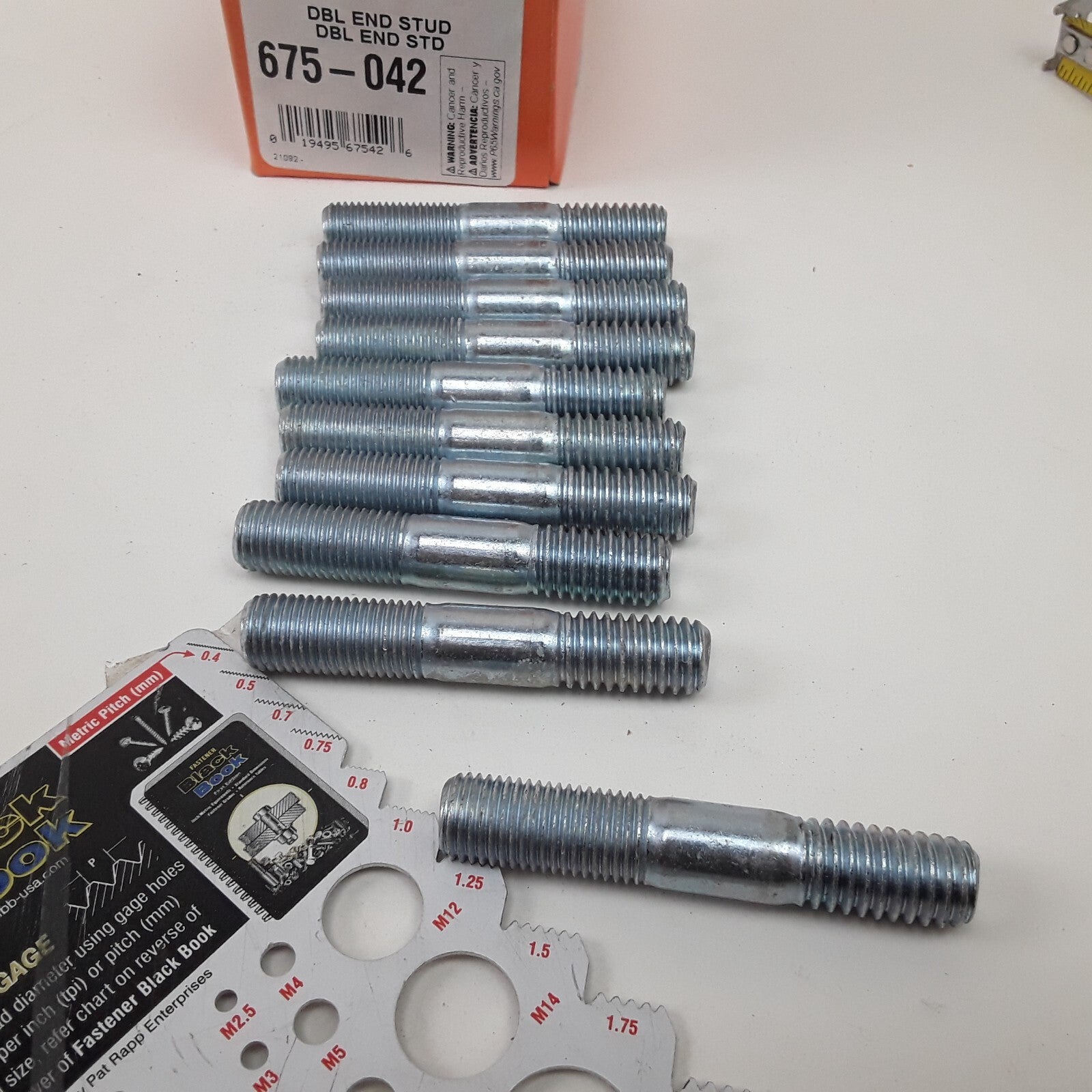 Car Truck Double Ended Stud - 7/16-14 x 13/16 In. and 7/16-20 x 1 In Pack of 10