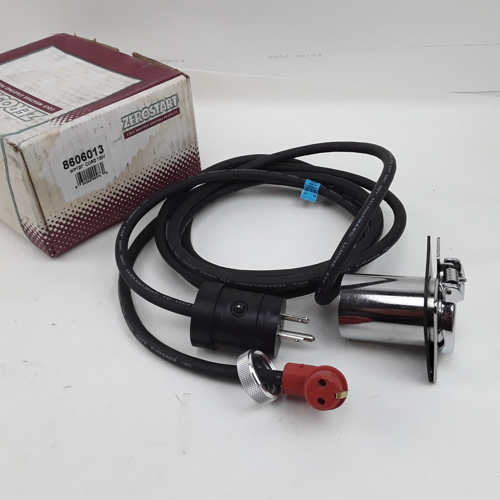 ZeroStart 8606013 10' Weatherproof Silicone Power Cord and Receptacle 120V