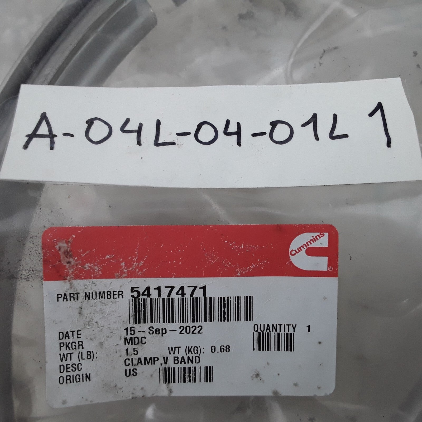 Cummins 5417471 Multi-Purpose V Band Clamp For EPA17 8.9 liter ISC/ISL Engines
