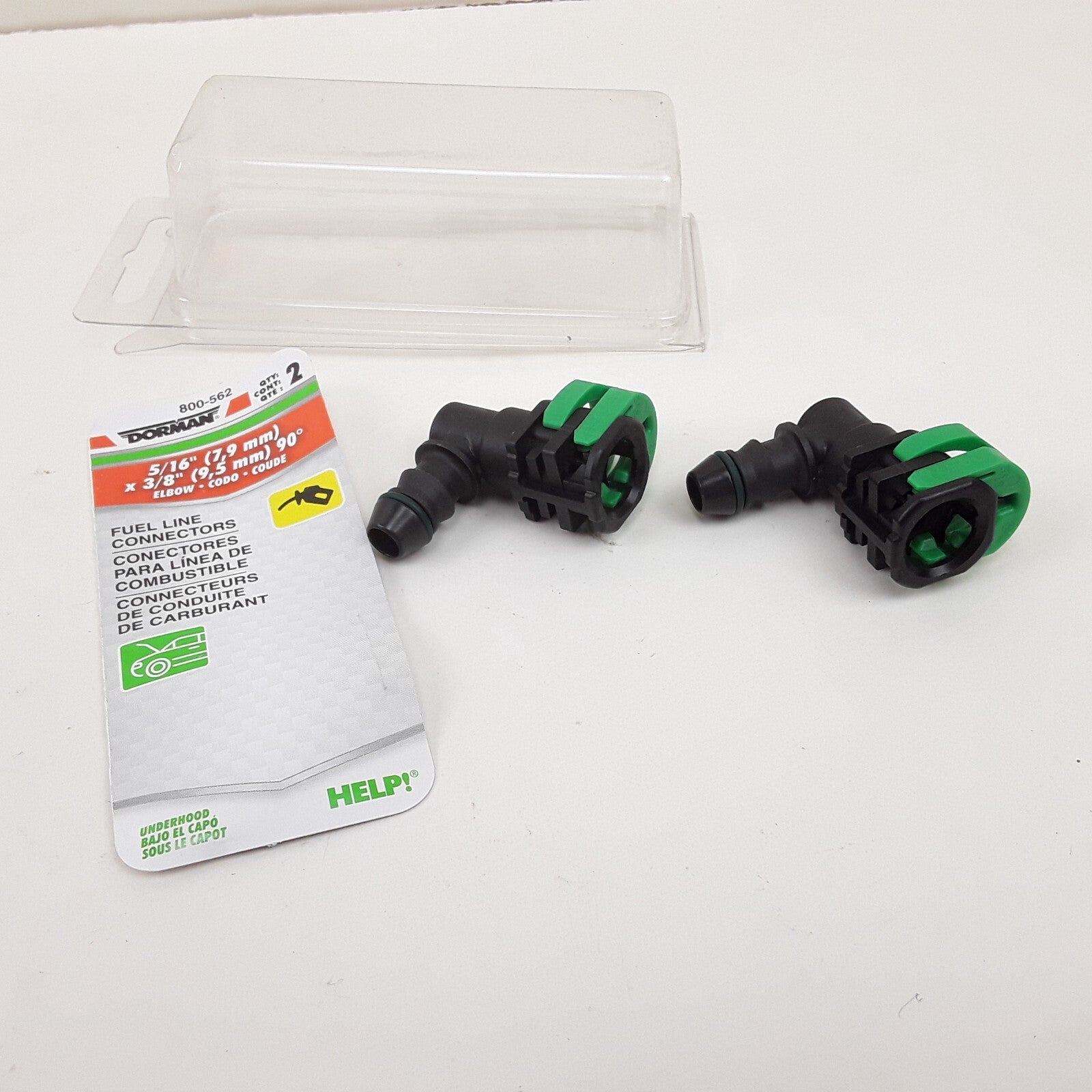 Car Fuel Line Connector 5/16 In (7.9mm)x 3/8 In (9.5mm) Elbow 90° Pack of 2