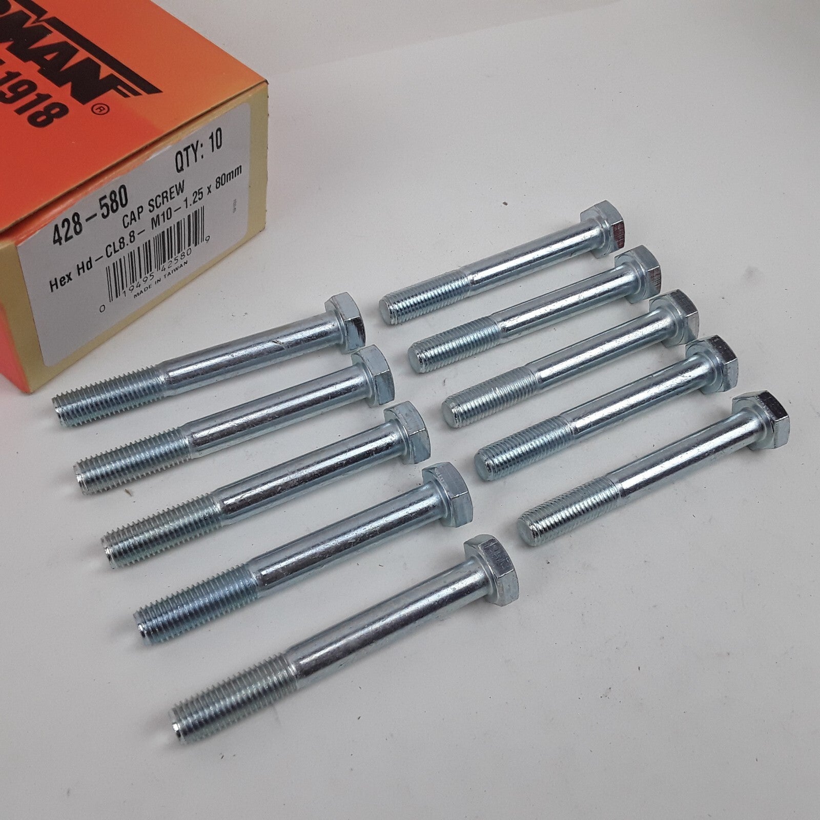 10 Multipurpose Car Truck Bolt Cap Screw-Hex Head-Class 8.8- M10-1.25 x 80mm