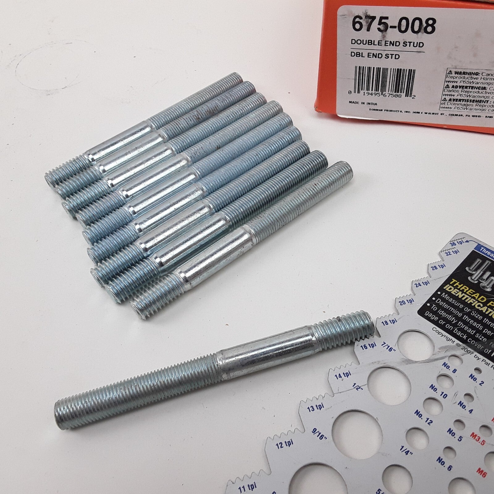 10 pc Double Ended Stud - 3/8-16 x 5/8 In. and 3/8-24 x 1-15/16 In Universal Fit