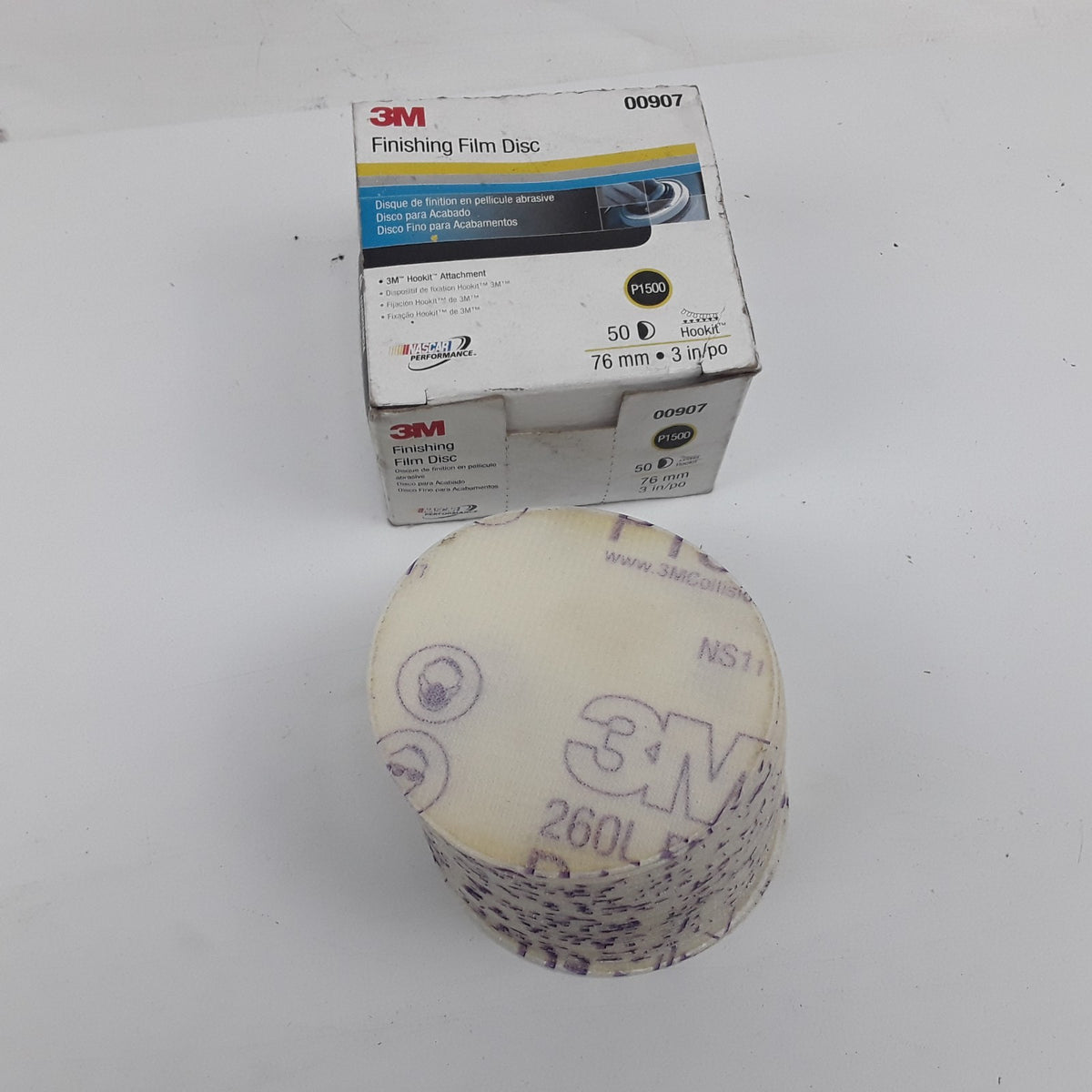 3M 00907 Finishing Film Abrasive Disc P1500 3 in 76mm 50 Discs Per Carton