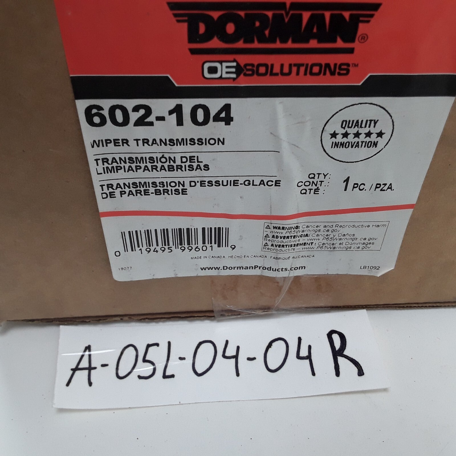 Dorman 602-104 Windshield Wiper Transmission Fits Jeep Grand Cherokee 1993-1998