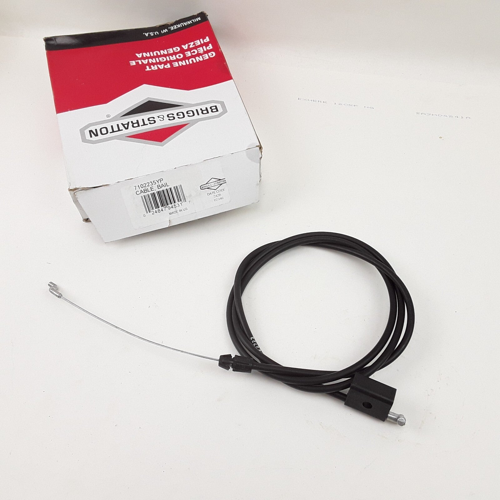 Briggs and Stratton 7102235YP Bail Cable Black Silver Fits Lawn Mowers