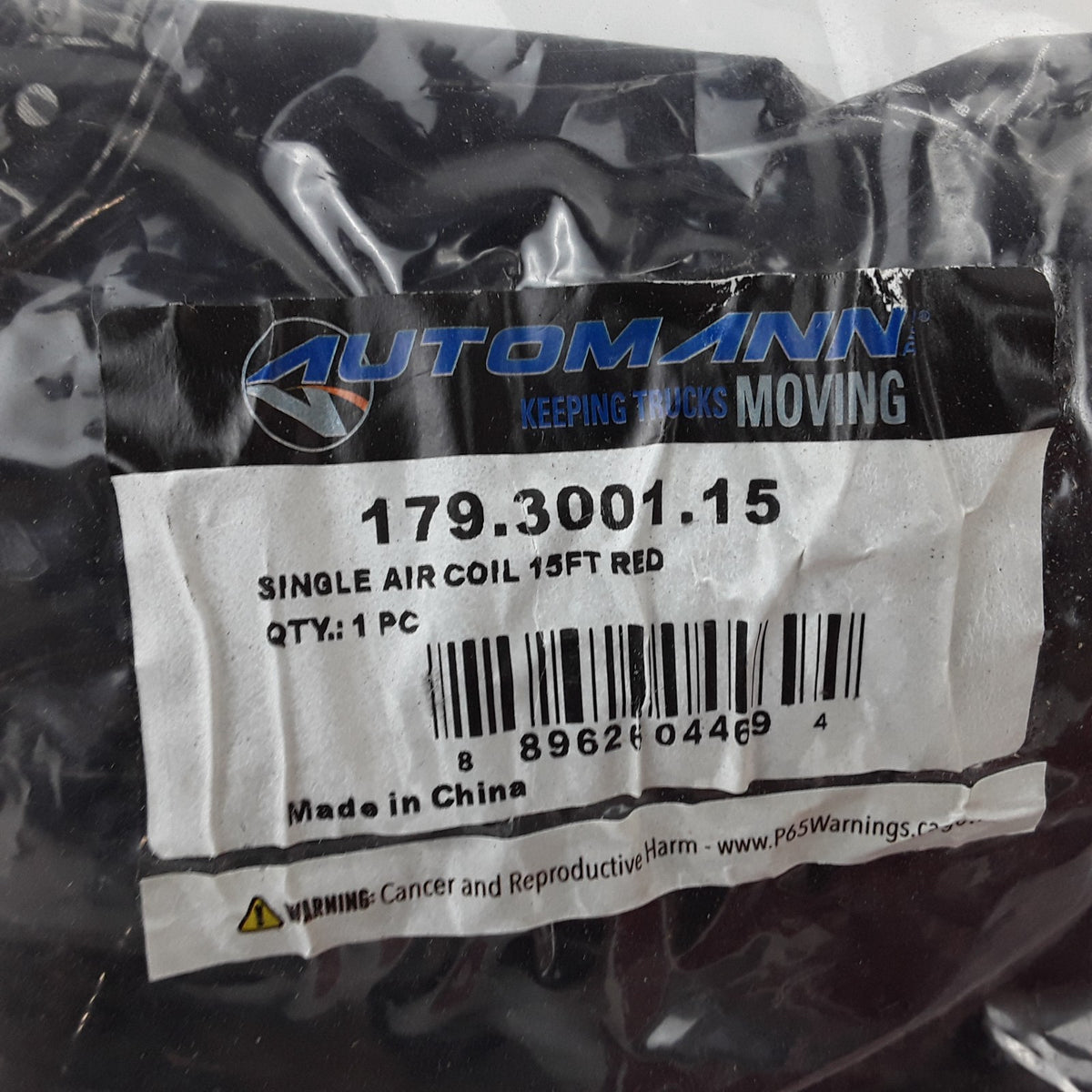 Automann 179.3001.15 Trailer Air Brake Emergency Coupling Hose 15 ft Nylon Hose
