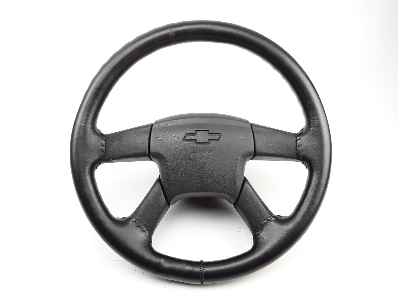 Car Truck Black Leather Steering Wheel Skin Cover 3-5/8" Grip, 14.5-15.5" D - HotCarParts