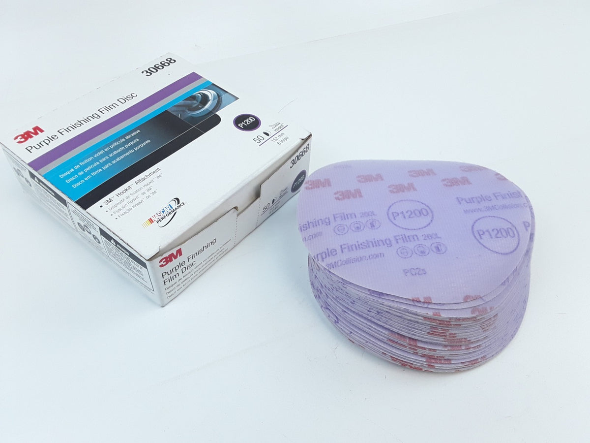 3M 30668 Purple Finishing Film Abrasive Disc 6 in 152mm P1200 Per Carton 50 Pcs