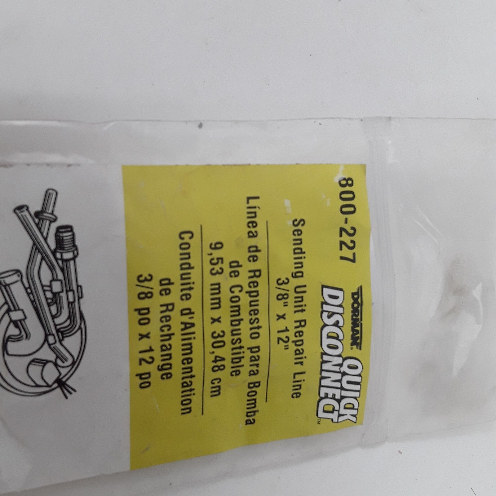 Dorman 800-227 Fuel Repair Line 90 Degree End 3/8in. x 12in. Double Bead Line