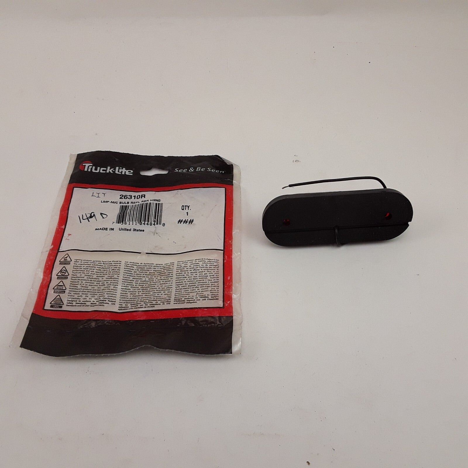 Truck-Lite 26310R 26 Series Marker Clearance Light Hardwired Lamp Connection
