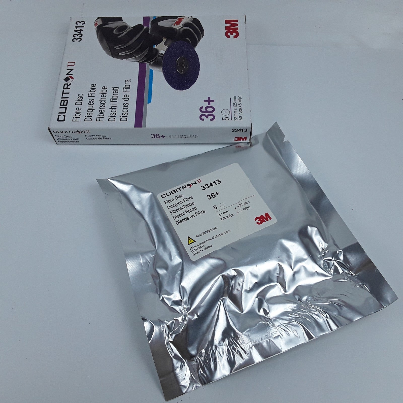 3M 33413 Cubitron II Abrasive Fibre Disc 22mm X 125 mm 7/8 in/po X 5 in/po (5pk)