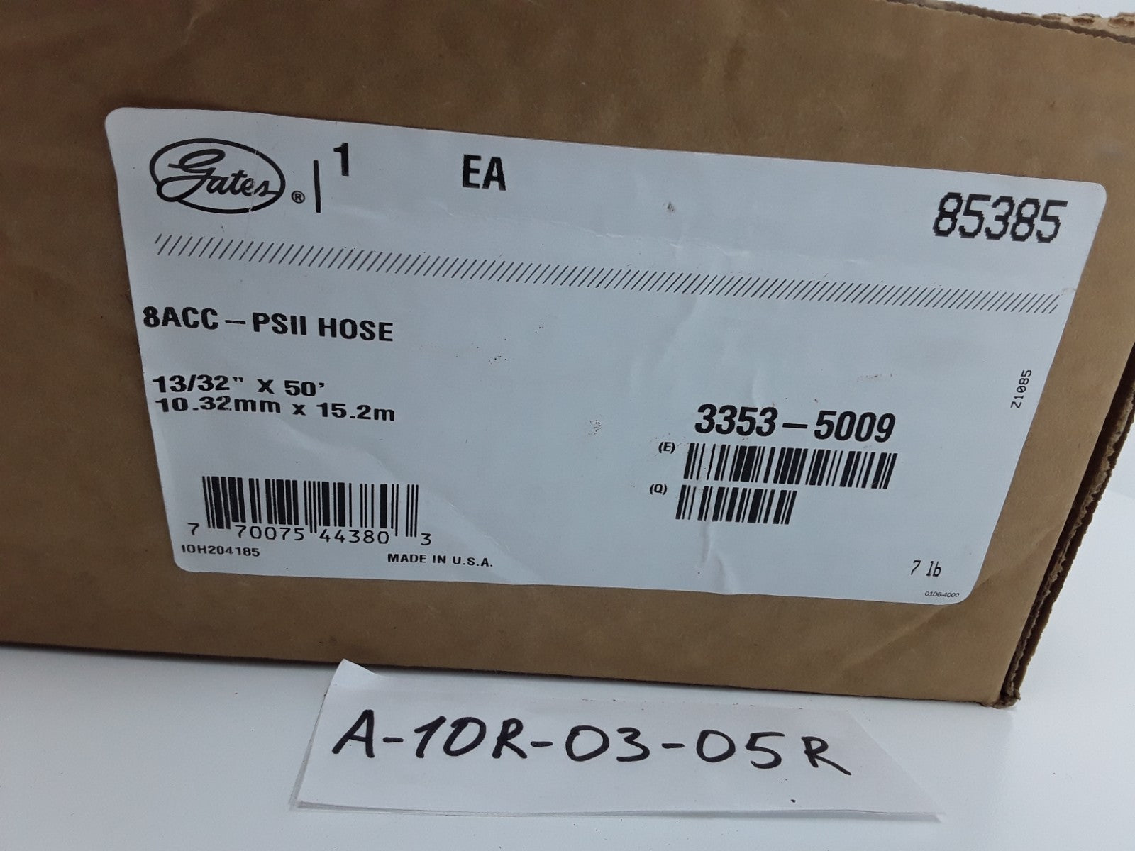 Gates 85385 A/C Refrigerant Polar Seal II Hose 10.32mm Length 15.2m 13/32" X 50'