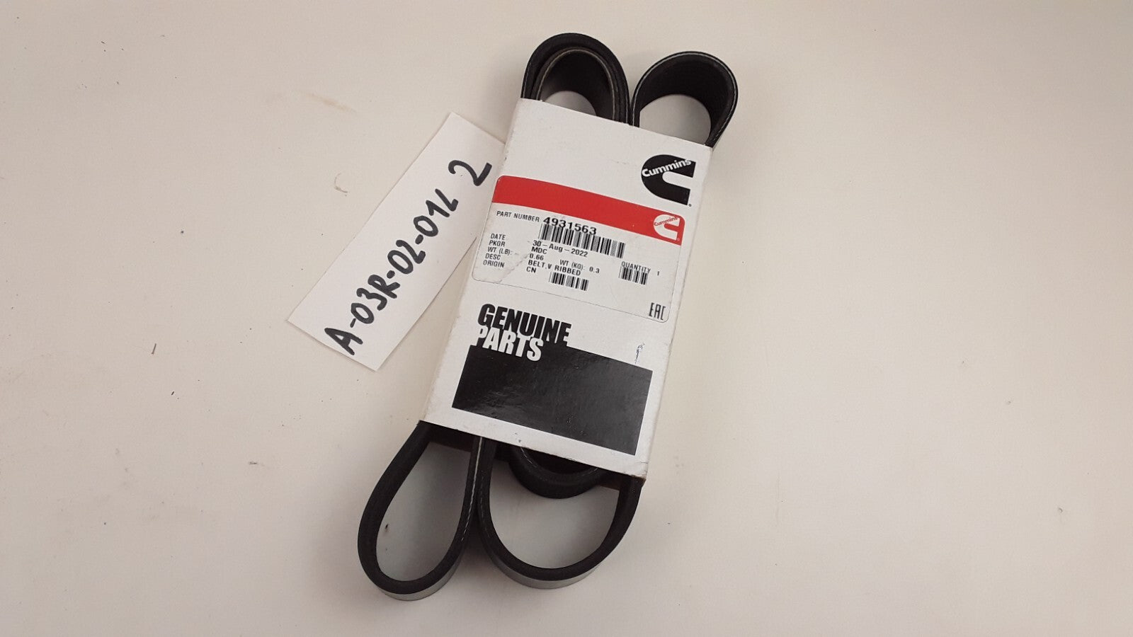 Cummins 4931563 Drive Belt Ribbed V-Belt Accessory ISB/QSB Engines 2.5x2.5x20 cm