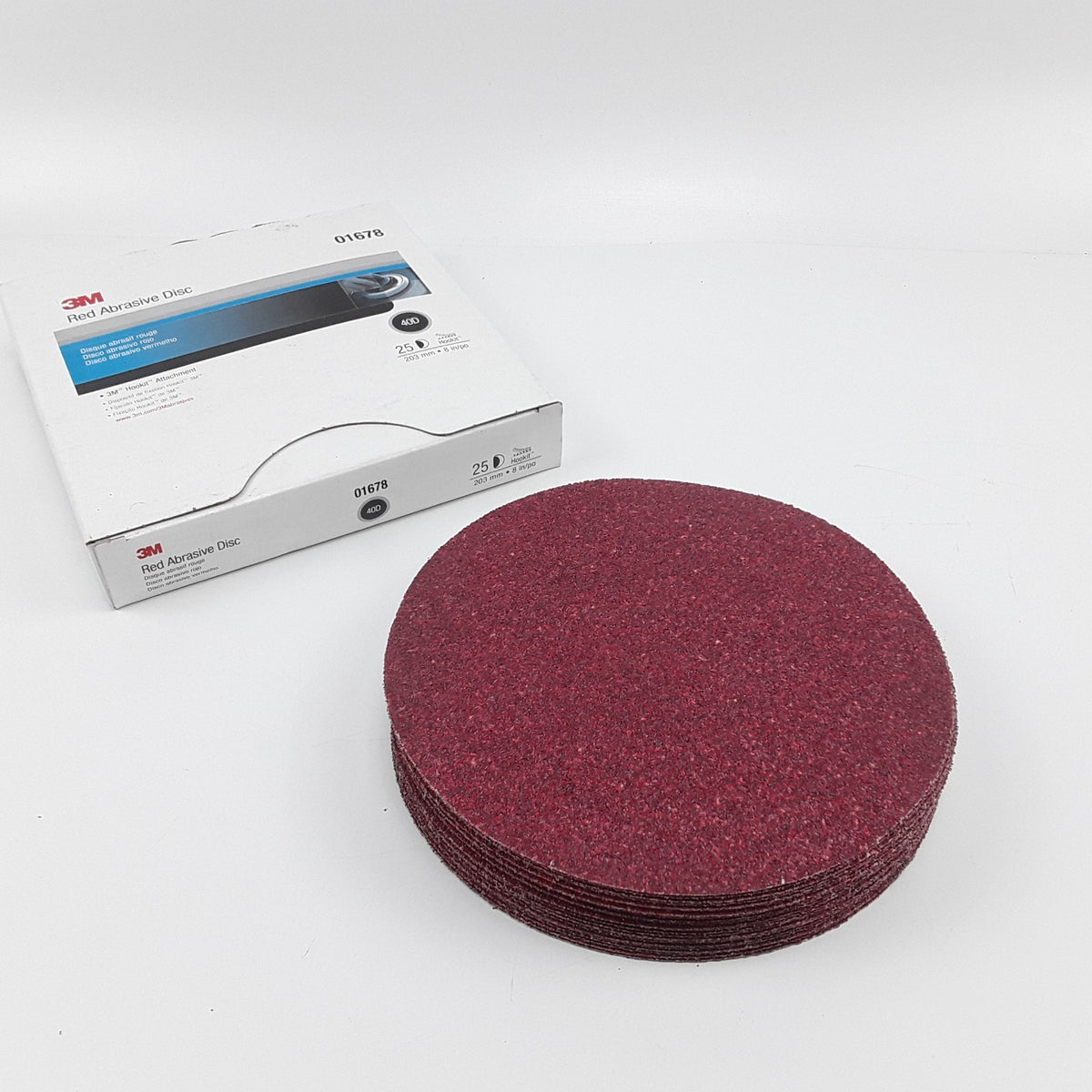 3M 01678 Red Abrasive Disc Hookit Attachment 203mm/8in P40 40 GRIT 8" Box of 25