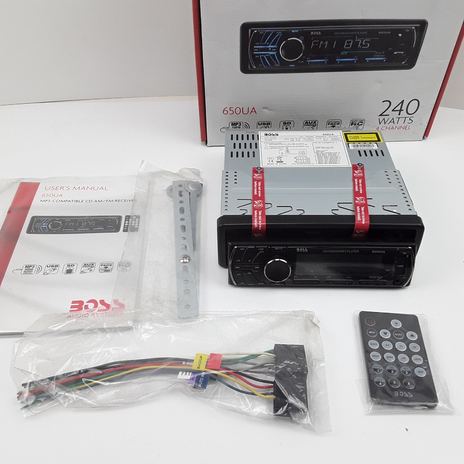 BOSS Audio Systems 650UA MP3-Compatible CD AM/FM Receiver Black 240W 4-Channel