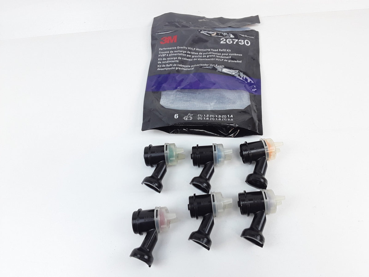 3M Performance Gravity HVLP Atomizing Head Variety Kit, 26730, Sizes 1.2 6-pack