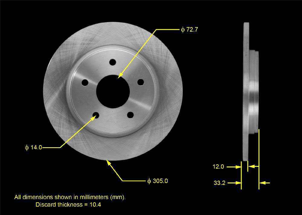 Disc Brake Rotor Rear Fits Chrysler Town & Country 2008-2012 Ram C/V 2012