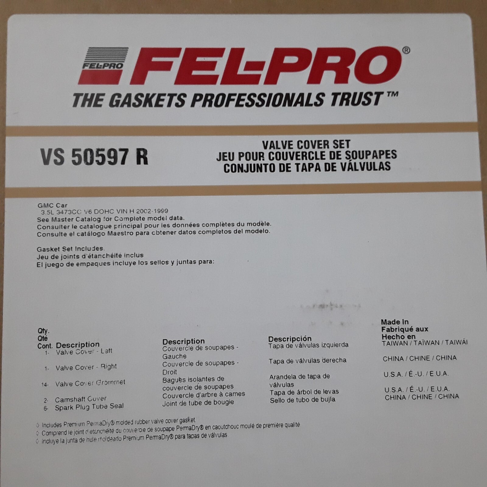 Fel-Pro Engine Valve Cover Gasket Set Fits Oldsmobile Aurora, Intrigue 1999-2002