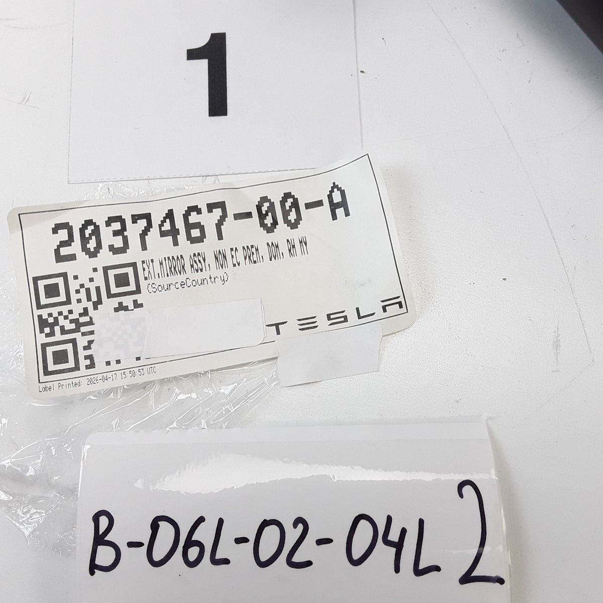 For Tesla Model Y 2020-2025 Exterior Mirror Assembly Right Hand OEM 2037467-00-A