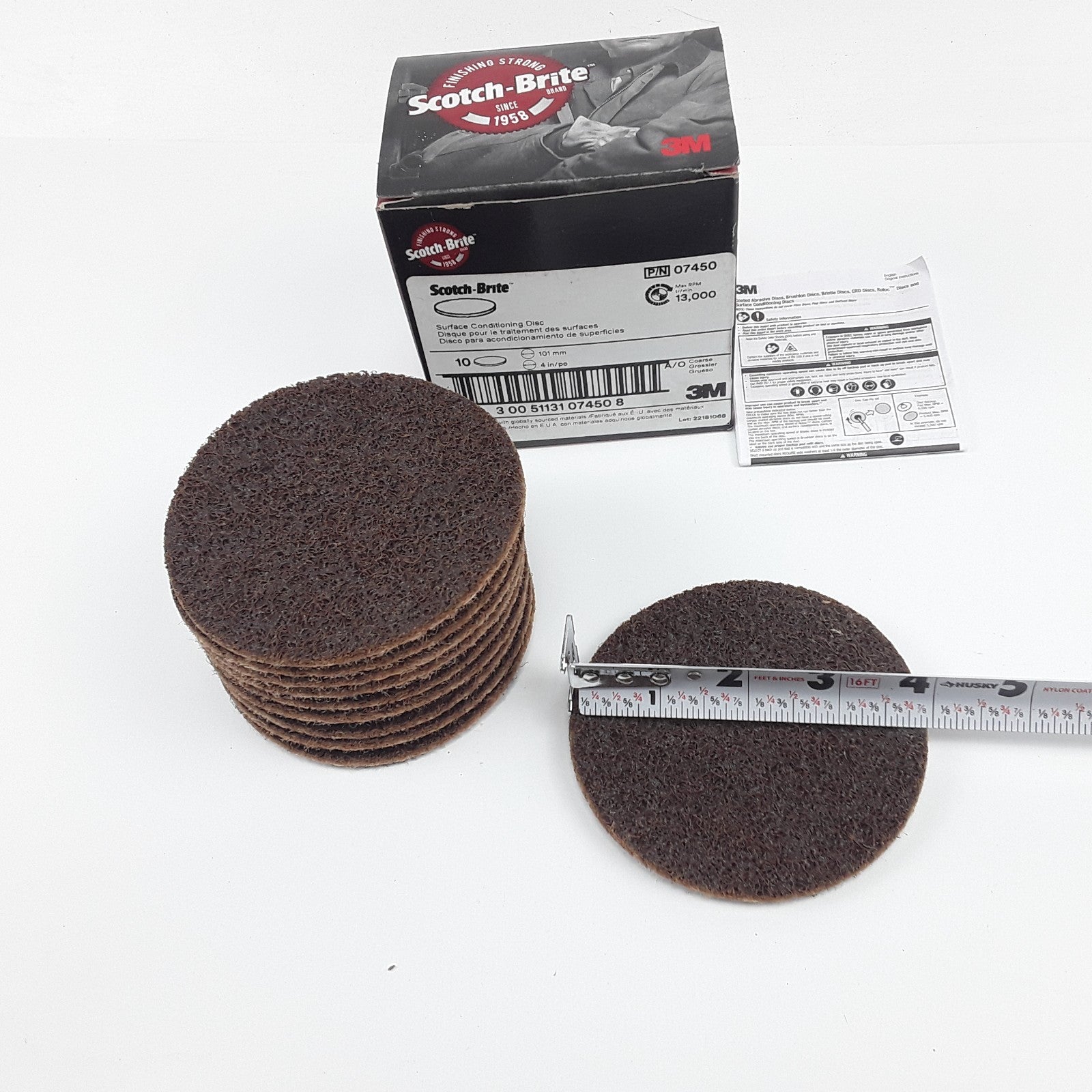 3M Automotive 07450 4" Scotch Brite Surface Conditioning Discs Coarse Brown 10pk