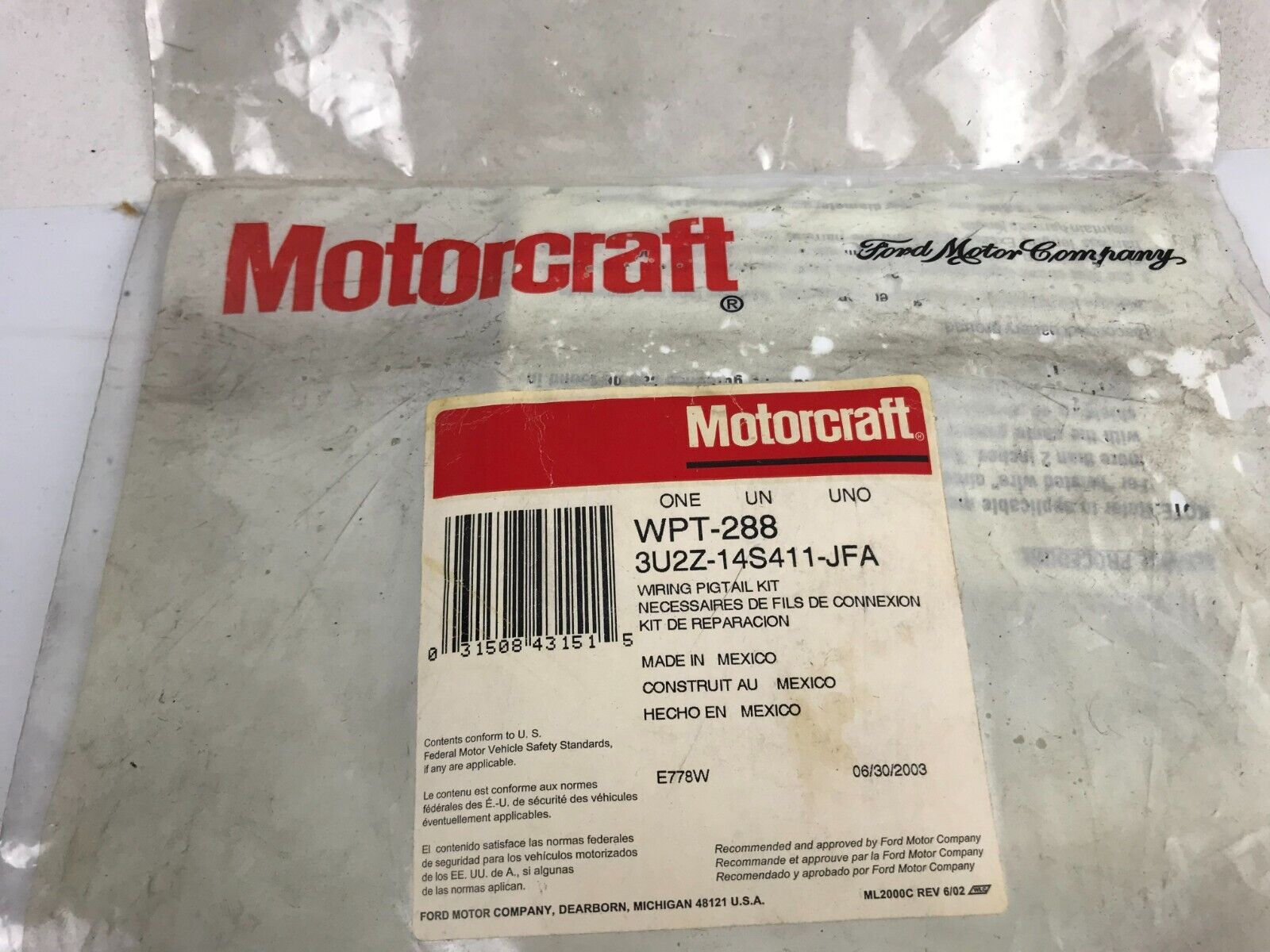 Windshield Washer Pump Connector OEM Motorcraft WPT-288 fits 1993 Mercury Sable - HotCarParts