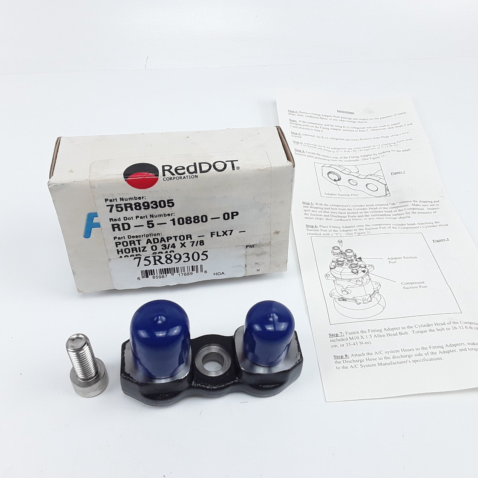 Red Dot 75R89305 Suction Compressor Manifold Head Adapter Assembly 3/4 x 7/8