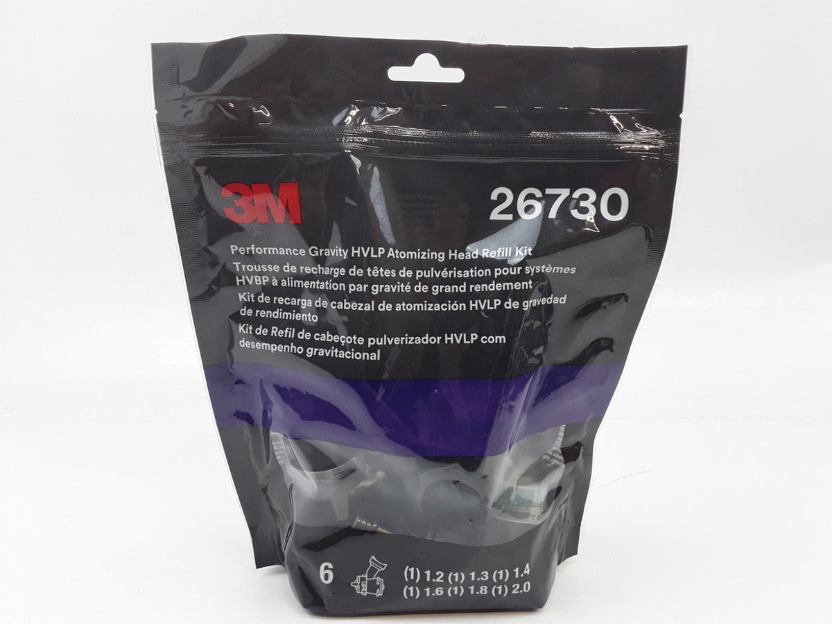 3M Performance Gravity HVLP Atomizing Head Variety Kit, 26730, Sizes 1.2 6-pack