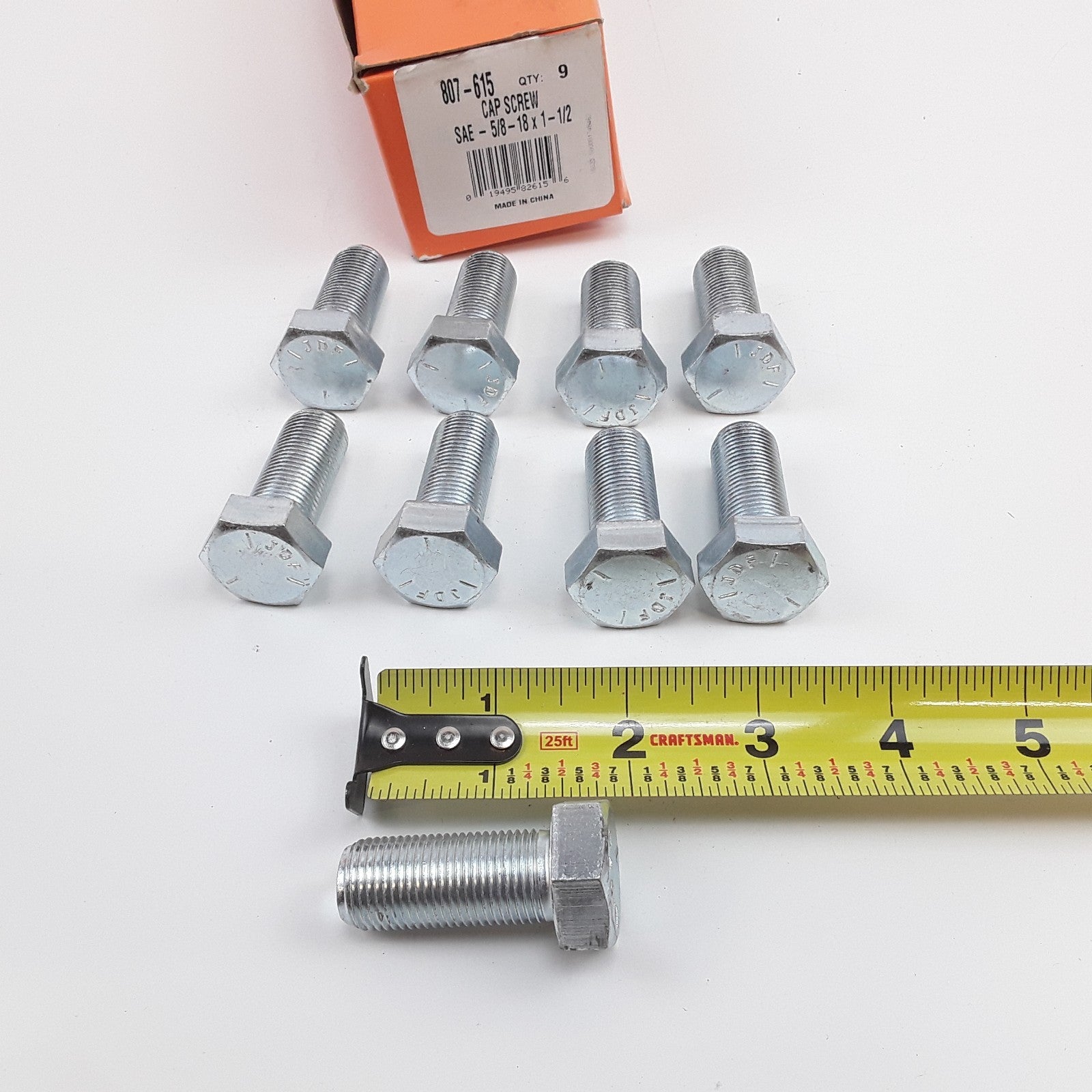 Dorman 807-615 Cap Screw-Hex Steel Head-Grade 5- 5/8-18 x 1-1/2 in Set of 9